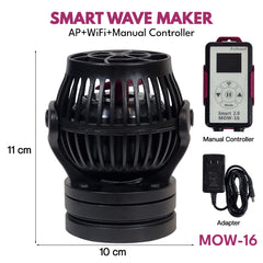 Jebao Smart Wave Maker MOW-16, WiFi Aquarium Circulation Pump with Manual Controller for Freshwater & Marine Tanks
