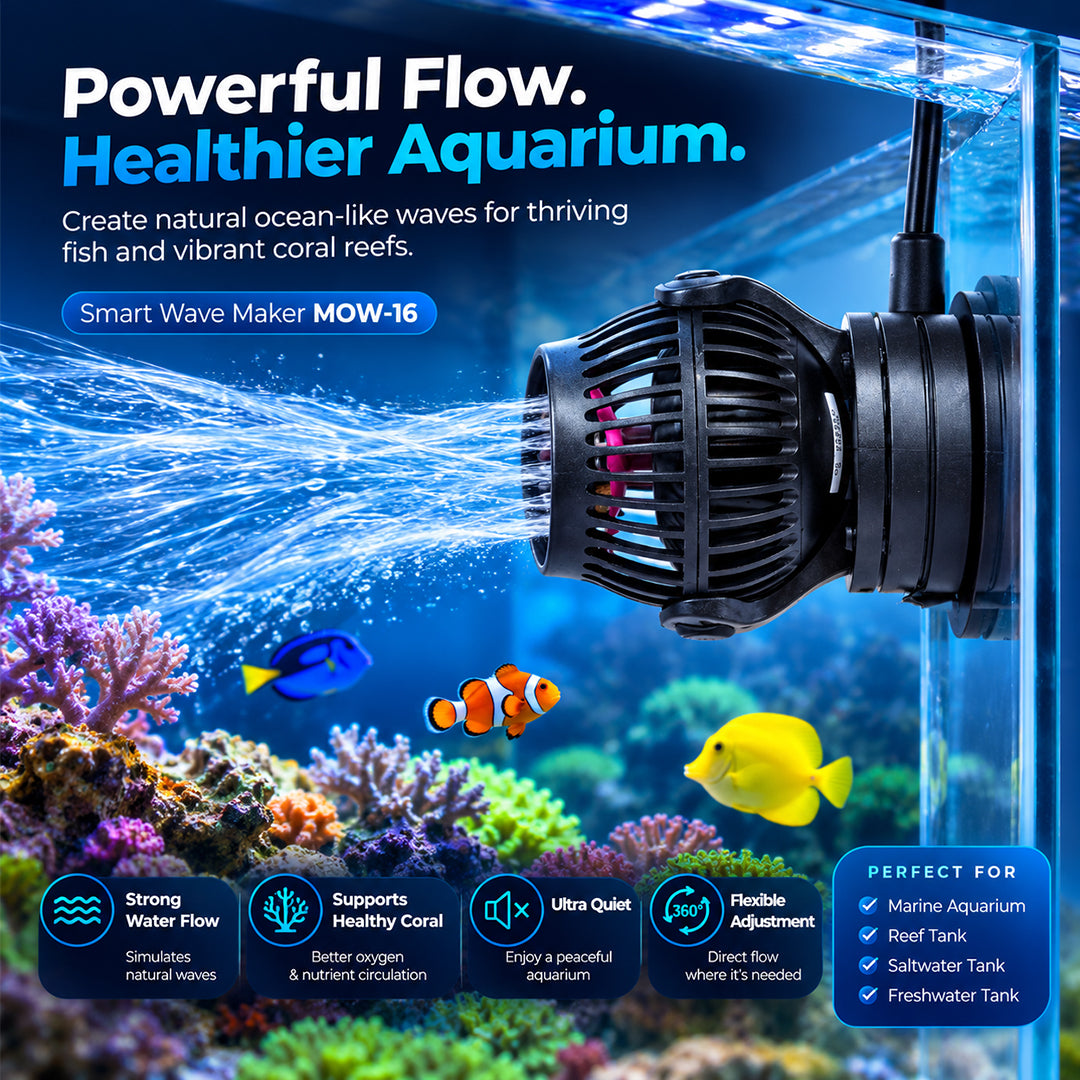 Jebao Smart Wave Maker MOW-16, WiFi Aquarium Circulation Pump with Manual Controller for Freshwater & Marine Tanks