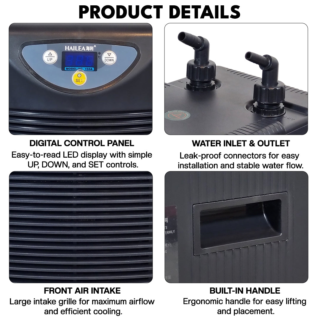 Pond Chiller HC-150A, Digital Water Cooling System for Koi Ponds, Fish Ponds & Aquaculture, Adjustable Temperature Control