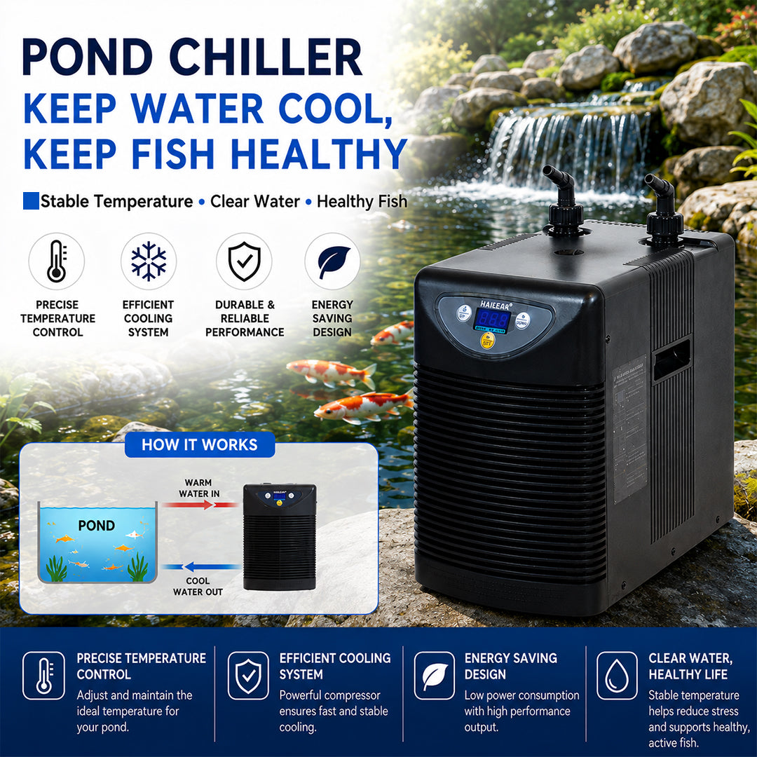 Pond Chiller HC-150A, Digital Water Cooling System for Koi Ponds, Fish Ponds & Aquaculture, Adjustable Temperature Control