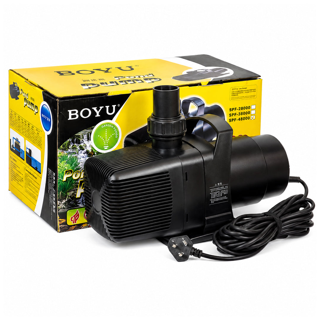 BOYU SPF-48000 Pond Pump with Convenient Handle & Nozzles, High-Flow Water Pump for Koi Ponds, Waterfalls, Fountains & Pond Filtration Systems