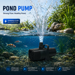 BOYU SPF-48000 Pond Pump with Convenient Handle & Nozzles, High-Flow Water Pump for Koi Ponds, Waterfalls, Fountains & Pond Filtration Systems