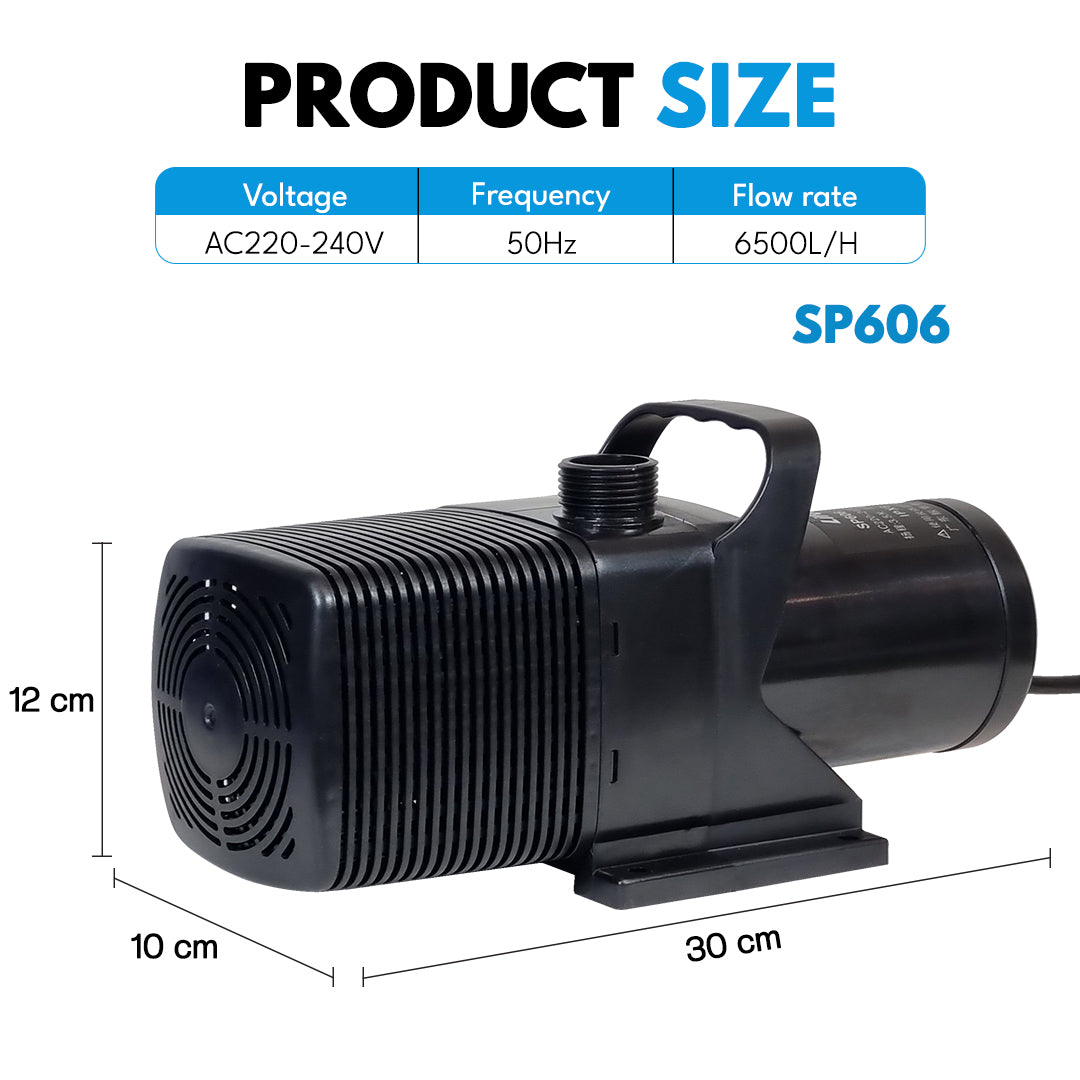 Multi-System Pond Pump with Nozzles & Convenient Handle, Submersible Water Pump for Ponds, Aquariums, Waterfalls and Fountains, High-Flow Circulation Pump (SP606)