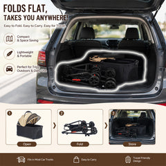 Pet Stroller for Cats, Small & Medium Dogs, Foldable 96 cm Travel Cart with Mesh Ventilation, Storage Basket, Cup Holder and 4 Wheels for Shopping & Outdoor Use, Dog stroller with Portable, (Beige)