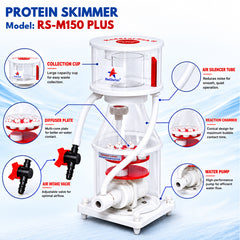 RedStarfish RS-M150 PLUS Protein Skimmer for Saltwater Aquariums – Internal Reef Aquarium Protein Skimmer with Needle Wheel Pump, Efficient Foam Fractionator for Marine Tanks, Quiet High-Performance Filtration