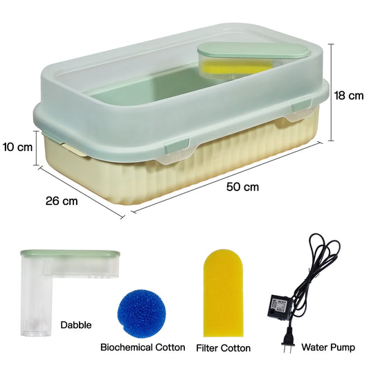 Large Turtle Tank with Built-in Filter & Basking Platform, Plastic Turtle Habitat for Aquatic Turtles, Reptile Aquarium Starter Kit, Easy Clean Turtle Enclosure for Small Turtles