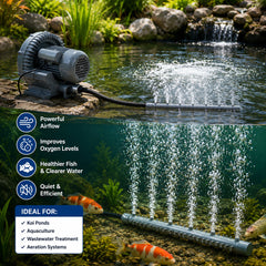 Pond Air Blower Pump, High-Pressure Aeration Blower for Koi Ponds, Fish Farms & Aquaculture Systems (600W)