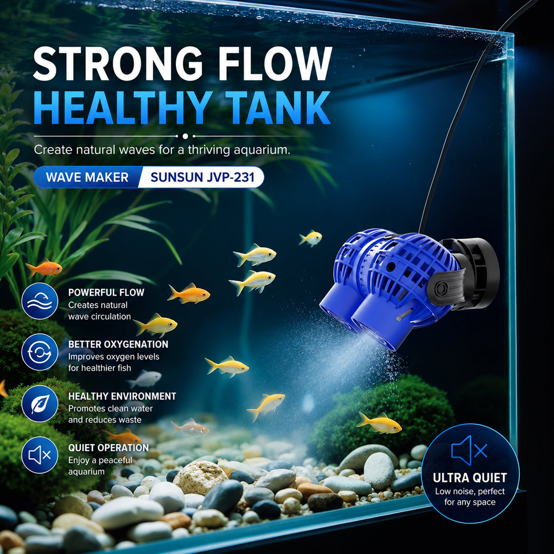 SUNSUN JVP-231 Wave Maker, Dual-Head Aquarium Circulation Pump for Freshwater & Marine Tanks, Powerful Water Flow