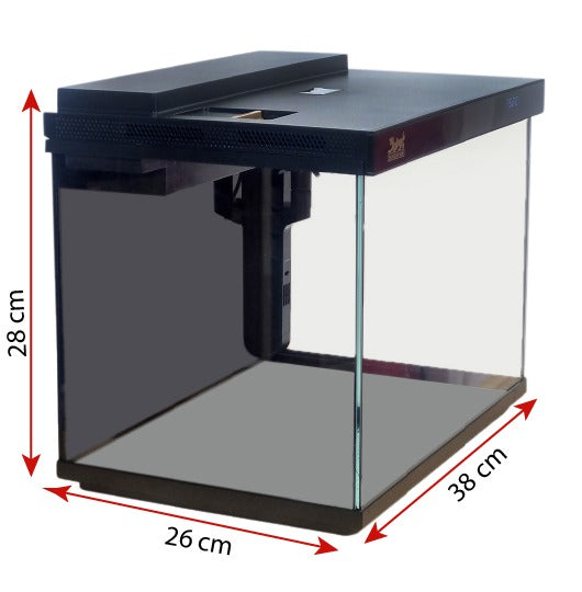 Smart fish tank, Ultra-clear glass nano aquarium with Silent Water Pump, Built-in Top Filtration, Multi-Color Lighting, and Integrated Digital Temperature Panel, Ideal for home & Offices (Black)