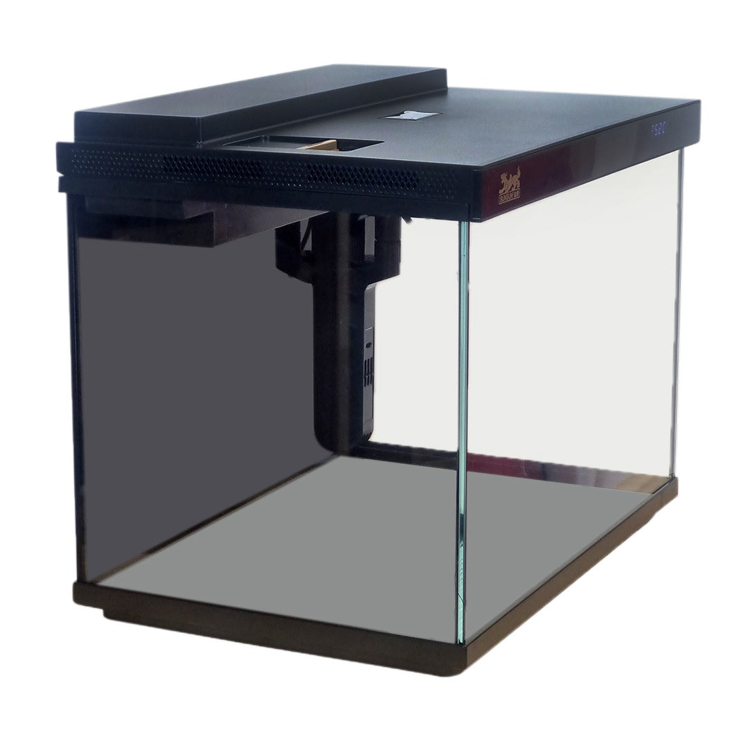 Smart fish tank, Ultra-clear glass nano aquarium with Silent Water Pump, Built-in Top Filtration, Multi-Color Lighting, and Integrated Digital Temperature Panel, Ideal for home & Offices (Black)
