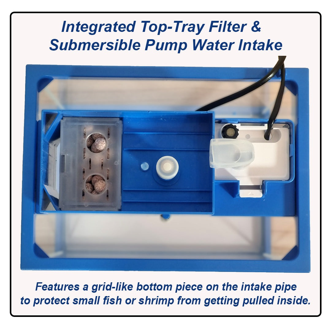 Blue House-Shaped Small Fish Tank Kit - 7.5L Mini Desktop Aquarium with Built-in Filter Pump and LED Light Roof, Clear Glass Nano Tank for Betta Fish, Guppies, and Office Desktops