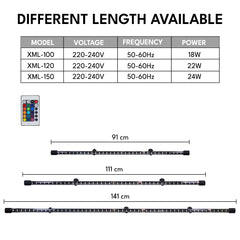 LED Aquarium Light for Fish Tanks, Multicolor LED Aquarium Lighting with Remote Control, Adjustable Mounting with Suction Cups, 3 Size Options