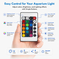 LED Aquarium Light for Fish Tanks, Multicolor LED Aquarium Lighting with Remote Control, Adjustable Mounting with Suction Cups, 3 Size Options
