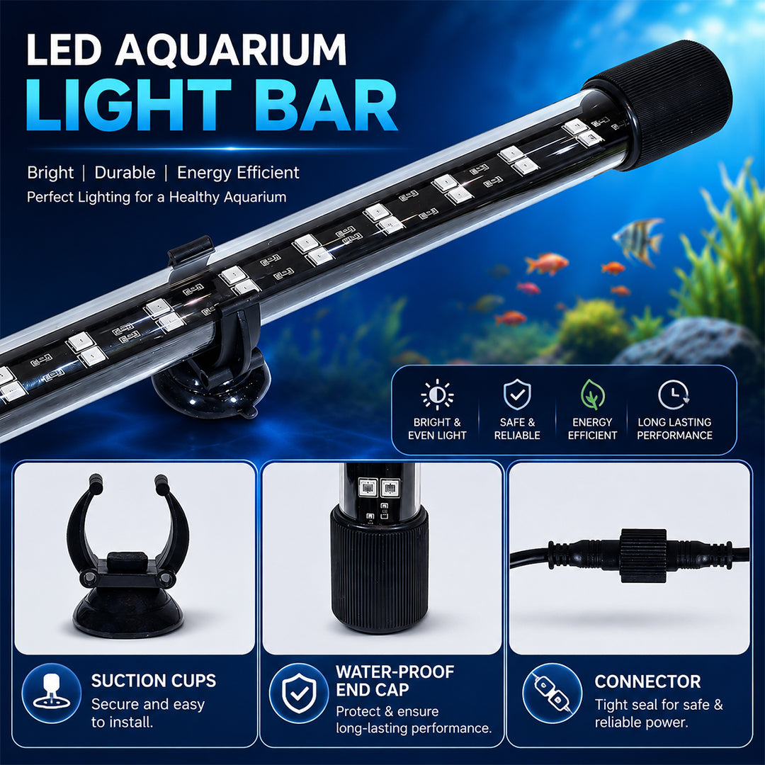 LED Aquarium Light for Fish Tanks, Multicolor LED Aquarium Lighting with Remote Control, Adjustable Mounting with Suction Cups, 3 Size Options