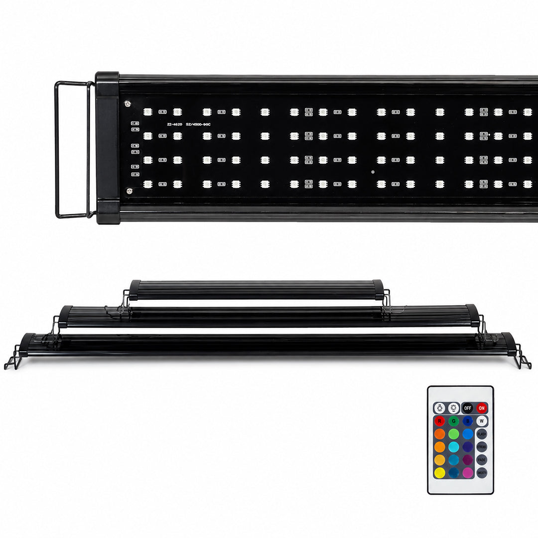 LED Aquarium Light for Fish Tanks, Adjustable Full-Spectrum Aquarium Lighting with Extendable Brackets, Multiple LED Lights & Remote Control for Freshwater Aquariums