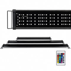 LED Aquarium Light for Fish Tanks, Adjustable Full-Spectrum Aquarium Lighting with Extendable Brackets, Multiple LED Lights & Remote Control for Freshwater Aquariums