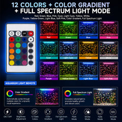 LED Aquarium Light for Fish Tanks, Adjustable Full-Spectrum Aquarium Lighting with Extendable Brackets, Multiple LED Lights & Remote Control for Freshwater Aquariums