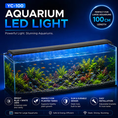 LED Aquarium Light for Fish Tanks, Adjustable Full-Spectrum Aquarium Lighting with Extendable Brackets, Multiple LED Lights & Remote Control for Freshwater Aquariums