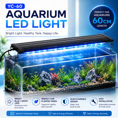 LED Aquarium Light for Fish Tanks, Adjustable Full-Spectrum Aquarium Lighting with Extendable Brackets, Multiple LED Lights & Remote Control for Freshwater Aquariums