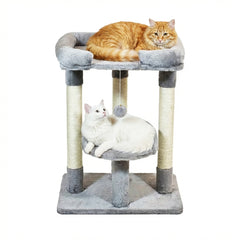 Cat Tree Tower Large Top Perches, Cozy lounge Bed, & Soft Plush, 67cm Multi-Level Cat Condo with Sisal Scratching Posts, Hanging Plush Ball, Cat Activity Center for Indoor Kittens & Adult Cats, (Gray)