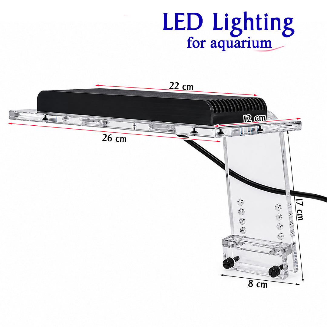 Aquarium LED Light, 2 x 10W Full Spectrum Fish Tank Light with Bluetooth App Control, Adjustable Light Intensity, High Brightness, Waterproof IPX4, Acrylic Mounting Bracket for Freshwater, Reef and Planted Tanks